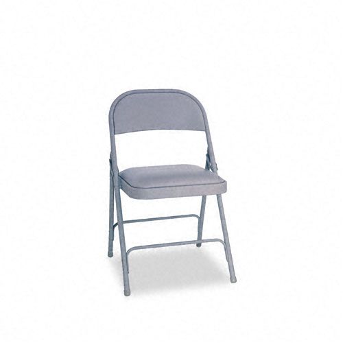 Alera Steel Folding Chair with Padded Seat, Gray