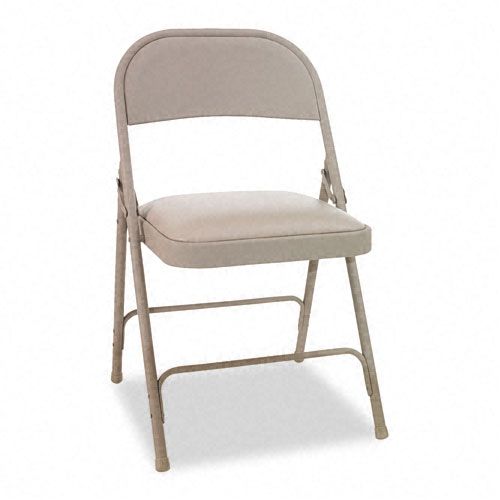 Alera Steel Folding Chair with Padded Seat, Tan