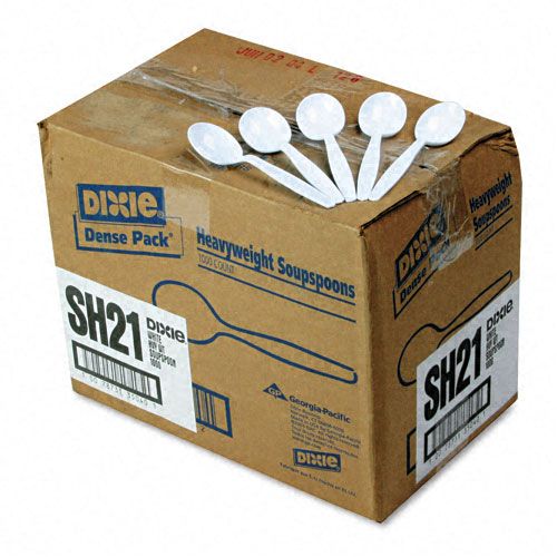 Dixie Plastic Tableware, Heavyweight Polystyrene, Soup Spoons, White, 1,000/Ctn