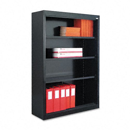 Alera Steel Bookcase, 4 Shelves, 34-1/2wx13dx52h, Black