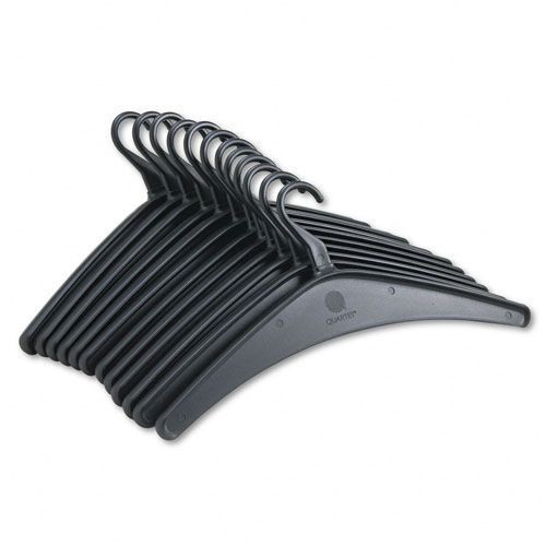 Quartet Molded Plastic Hangers, 163/4 , Black, 12/Pk