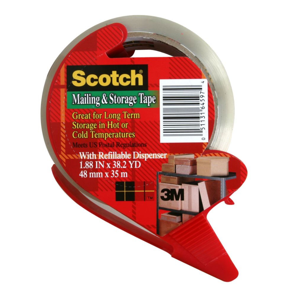 Scotch Mailing Storage Tape with Refillable Dispenser 1 roll