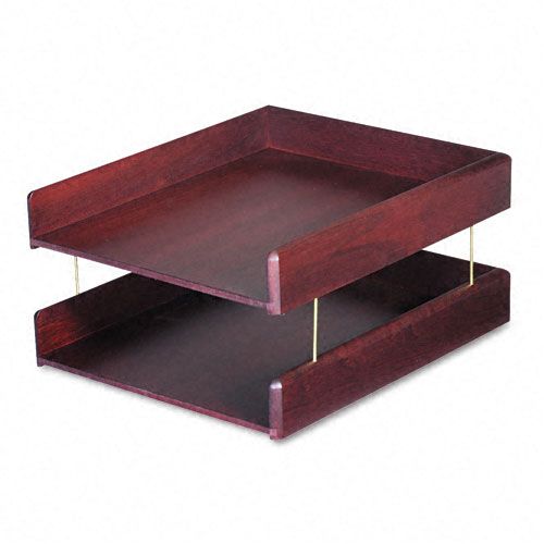 Carver Hardwood Letter Desk Tray Two Tier Mahogany