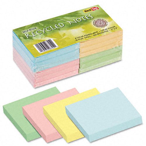 Redi Tag 100percent Recycled Self Stick Notes