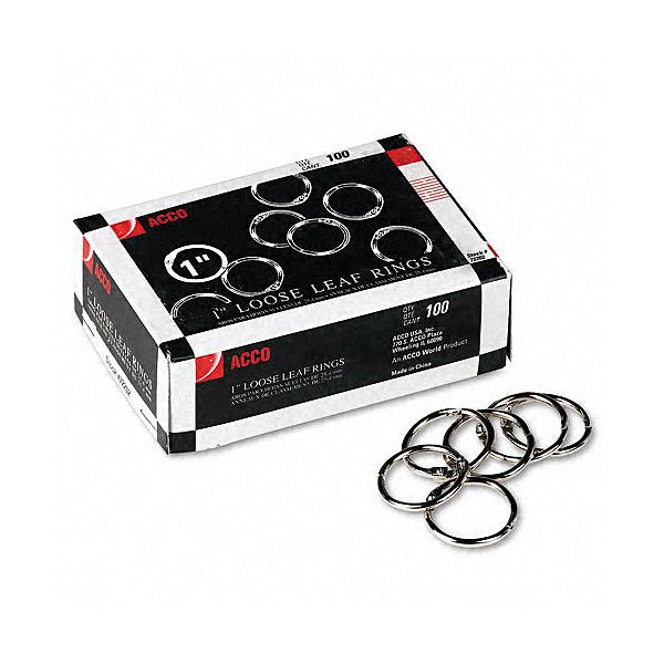 Acco Metal Book Rings, 1" Diameter, 100 Rings Per Box ACC72202