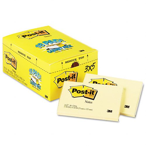 Post it Cabinet Pack 3x5 Canary Yellow 18 90 Sheet Pads