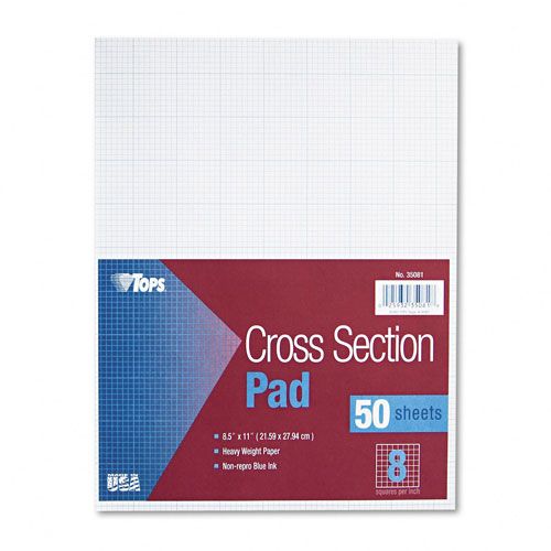TOPS Section Pads 8 Squares Quadrille Rule 50 Sheets