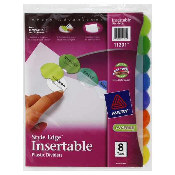 Avery Advantages Plastic Dividers Insertable Style Edge 8 dividers