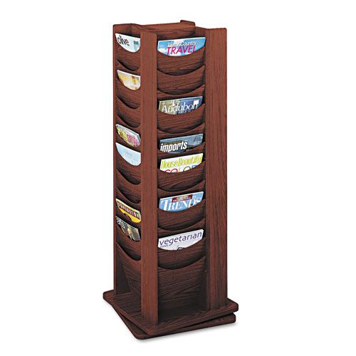 Safco 48 Pocket Rotary Literature Display Rack Mahogany
