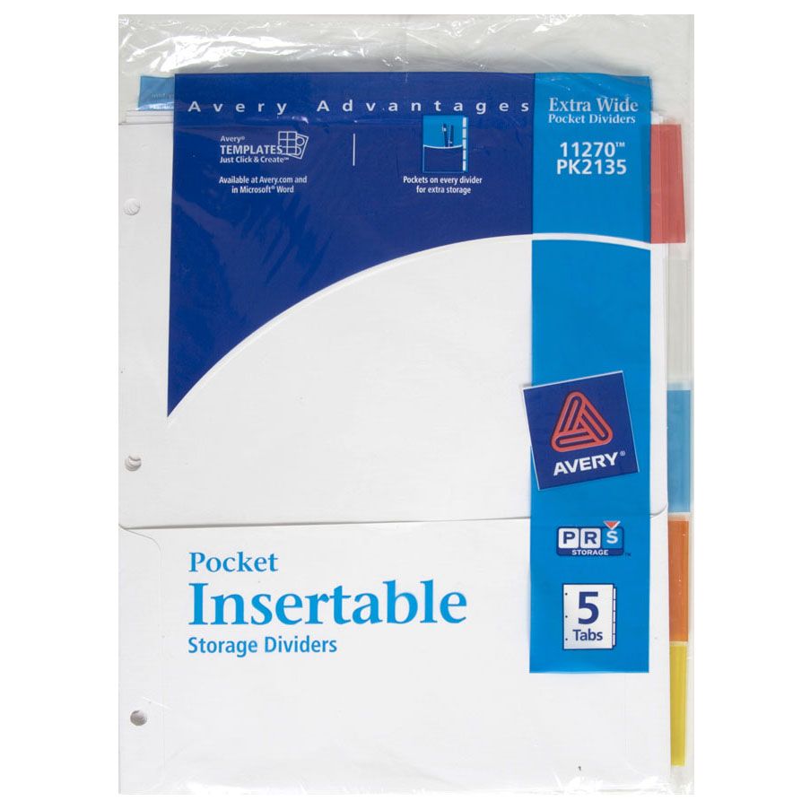 Avery Pocket Dividers Extra Wide 11270 5 tabs