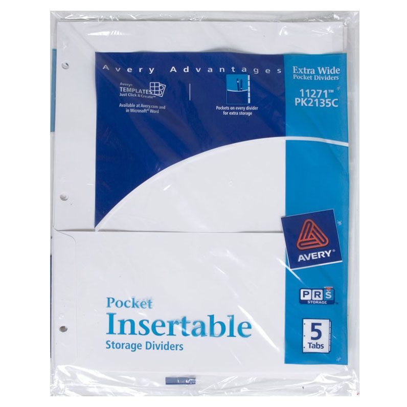 Avery Pocket Dividers Extra Wide 11271 5 tabs