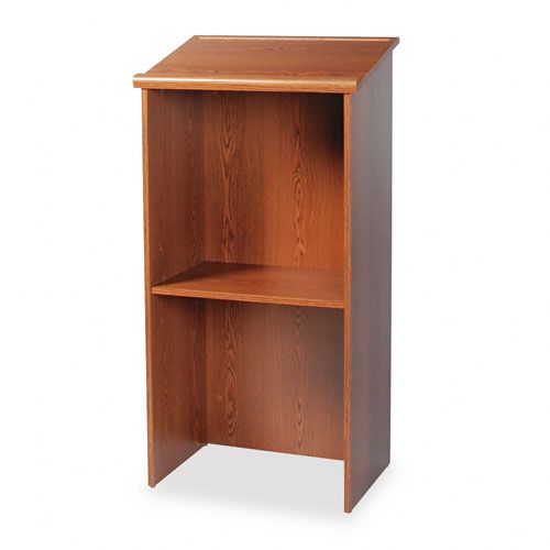 Safco Stand Up Lectern with Adjustable Shelf Medium Oak