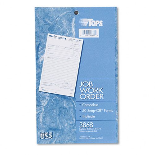 TOPS Job Work Order Snap Off Triplicate Form