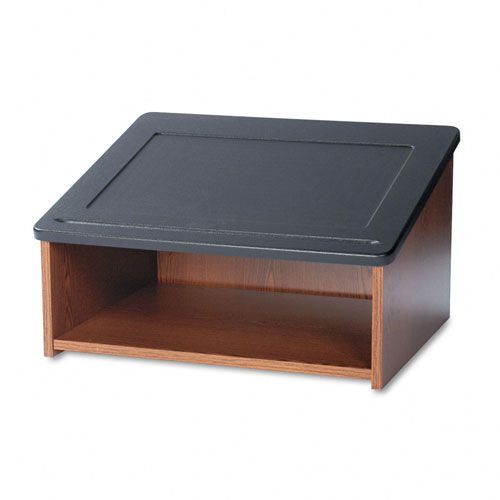 Safco Tabletop Lectern with Open Storage Area Med Oak