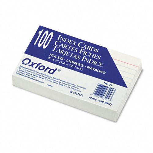 Oxford Ruled Index Cards 3 x 5 White 100 per Pack