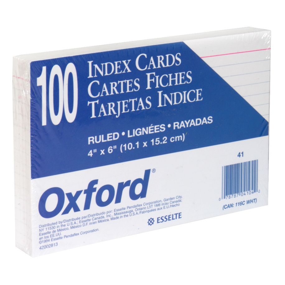 Oxford Index Cards Ruled 4x6 Inch 100 cards