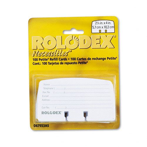 Rolodex Petite Refill Cards 2 14 x 4 100 Cards per Set