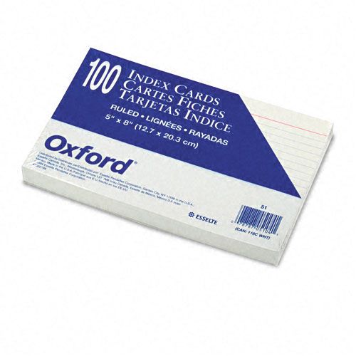 Oxford Ruled Index Cards 5 x 8 White 100 per Pack
