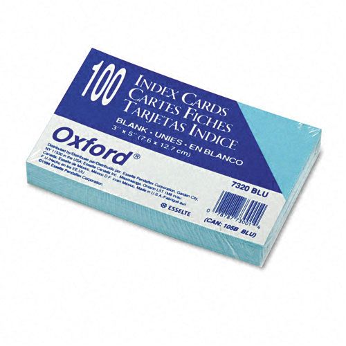 Oxford Unruled Index Cards 3 x 5 Blue 100 per Pack