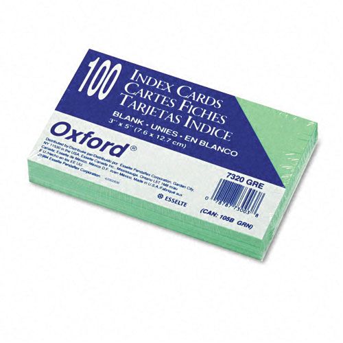 Oxford Unruled Index Cards 3 x 5 Green 100 per Pack