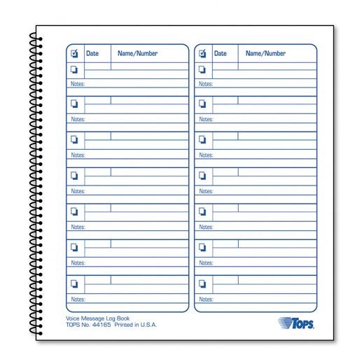 TOPS Spiralbound Voice Message Log Book Flash Format