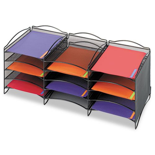 Safco Onyx steel mesh literature sorter 12 pockets