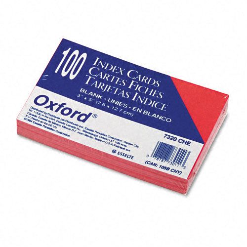 Oxford Unruled Index Cards 3 x 5 Cherry 100 per Pack