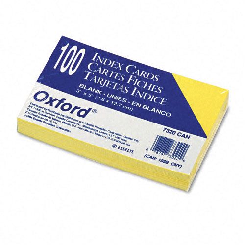 Oxford Unruled Index Cards 3 x 5 Canary 100 per Pack
