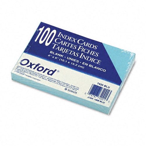 Oxford Unruled Index Cards 4 x 6 Blue 100 per Pack