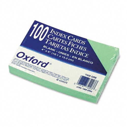Oxford Unruled Index Cards 4 x 6 Green 100 per Pack