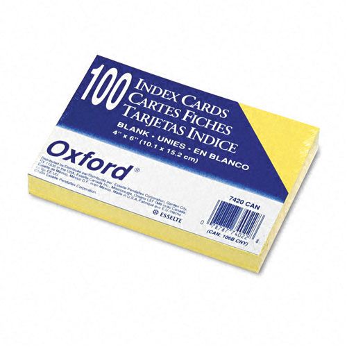Oxford Unruled Index Cards 4 x 6 Canary 100 per Pack