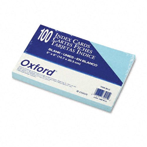 Oxford Unruled Index Cards 5 x 8 Blue 100 per Pack