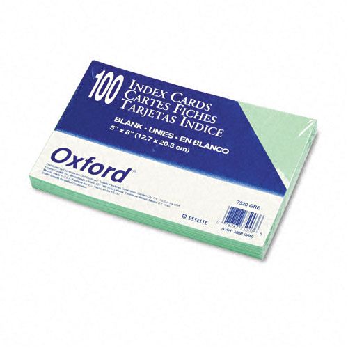 Oxford Unruled Index Cards 5 x 8 Green 100 per Pack