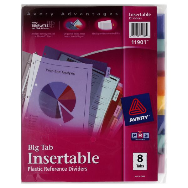 Avery Big Tab Insertable Plastic Reference Dividers 8 Tabs 1 set