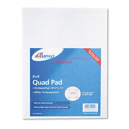 Ampad 20lb Quadrille Pad 8 SquaresInch 50 Sheets
