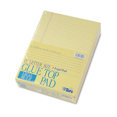 TOPS Ruled Pads Letter Canary 12 50 Sheet PadsPk