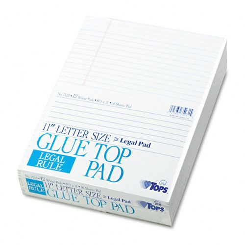TOPS Ruled Pads Letter White 12 50 Sheet PadsPk