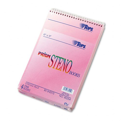 TOPS Spiral Steno Notebook Gregg Rule Pink 80 Sheets