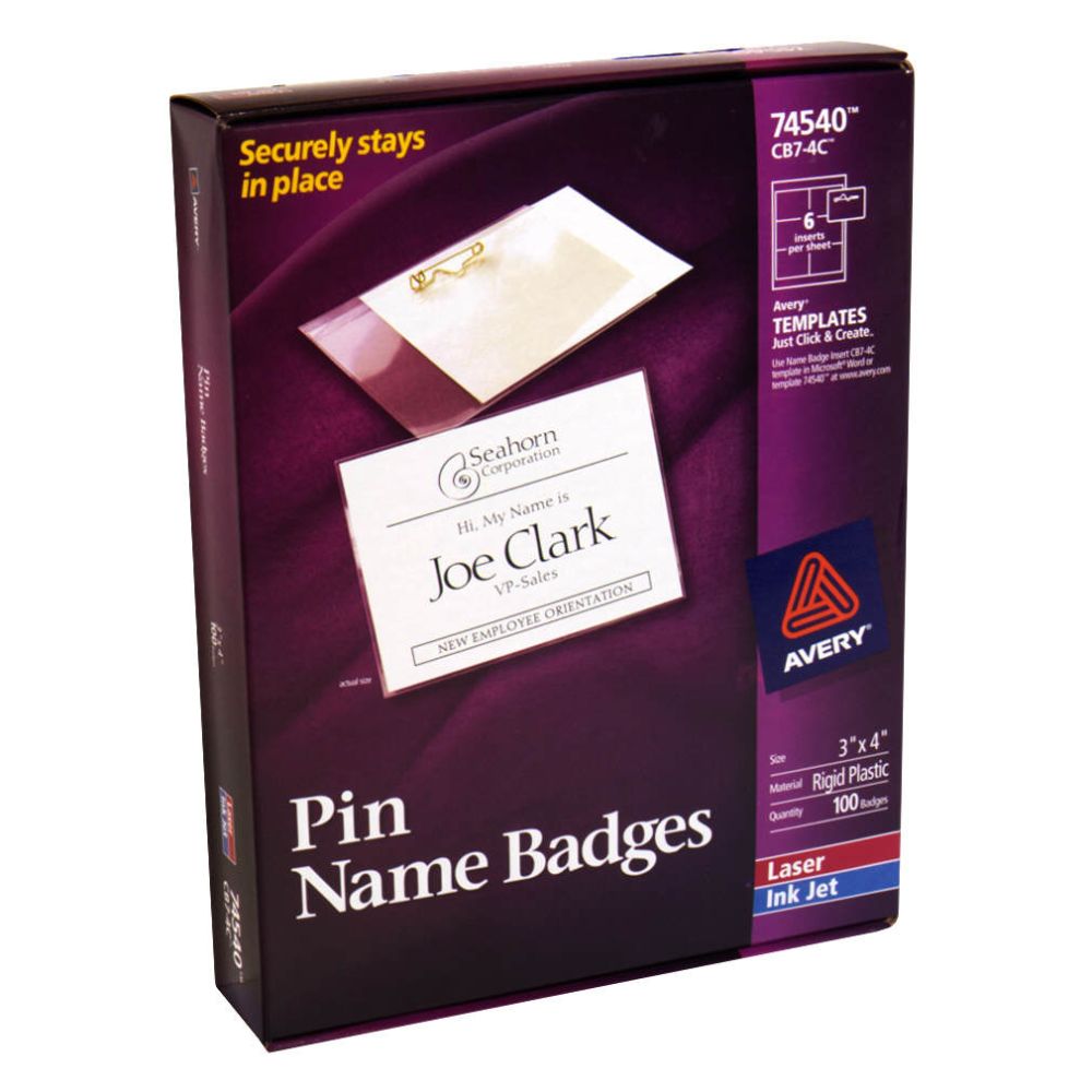 Avery Pin Name Badges LaserInk Jet 100 badges
