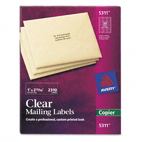 Avery Copier Mailing Labels  Clear