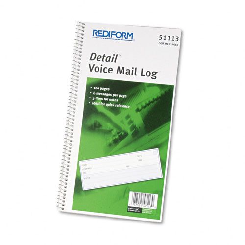 Rediform Detail Voice Mail Wirebound Log Book