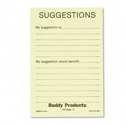 Buddy Products Suggestion Box Cards Yellow 50 4 x 6 Cardspack