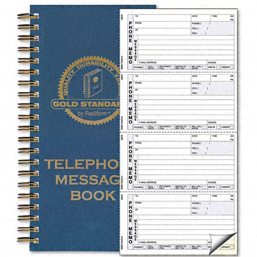 Rediform Gold Standard Wirebound Telephone Message Book