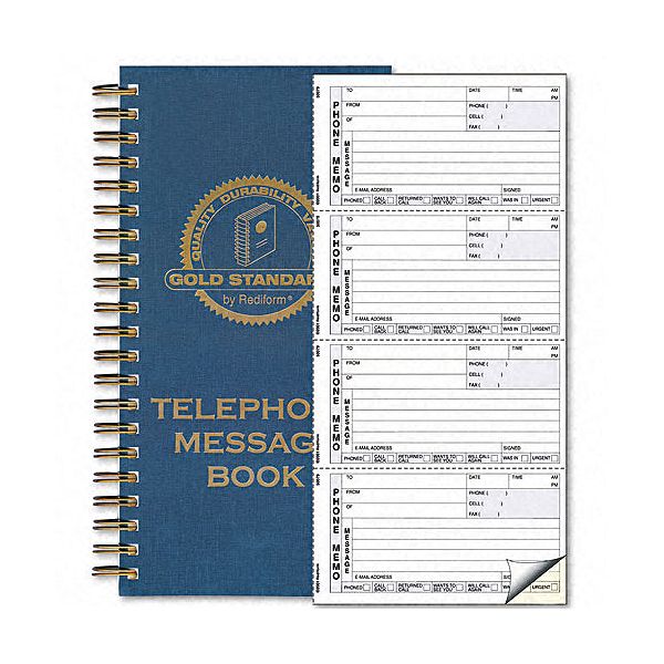 Rediform Gold Standard Wirebound Telephone Message Book