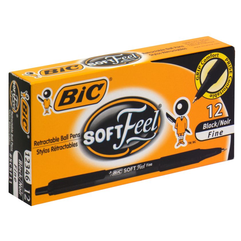 BIC Bic Salon Retractable Ball Pens Fine Black 12 pens