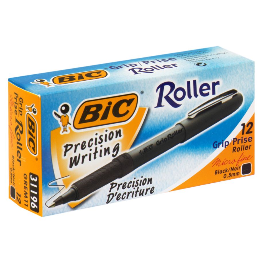 BIC Bic Salon Grip Roller Pens Microfine 05 mm Black 12 pens