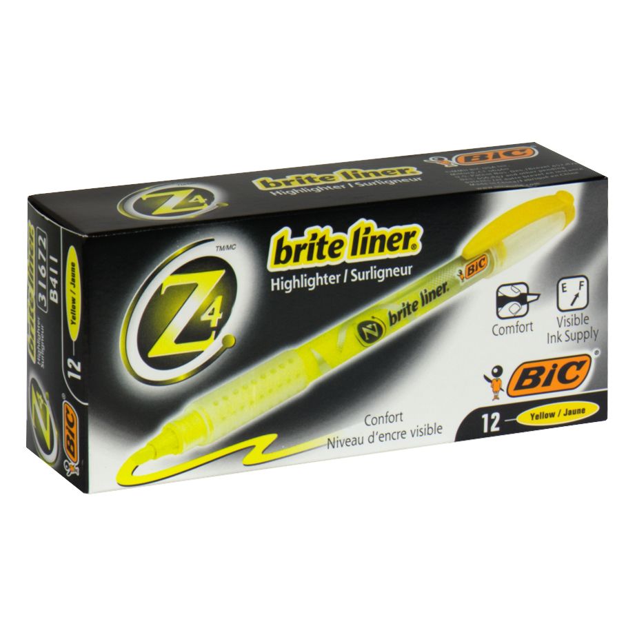 BIC Bic Salon Brite Liner Highlighter Yellow 12 highlighters