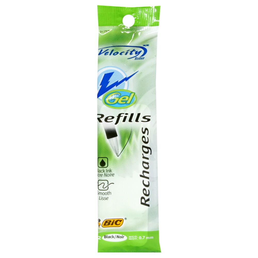 BIC Salon V Gel Refills Med 07 mm Black Ink 2 refills