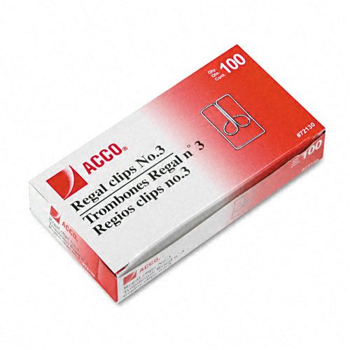 ACCO Regal Clips Steel Wire 134 Silver 100Box