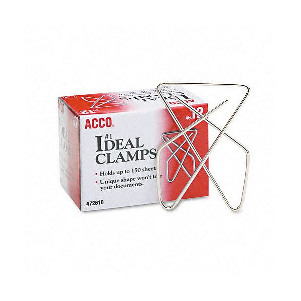 Acco Ideal Clamps, Steel Wire, Large 2-5/8", Silver ACC72610